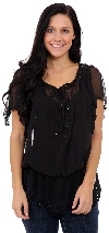 Main image of Short Sleeved Assymetric Sheer Top