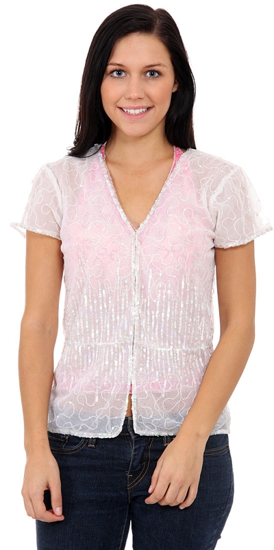 Embellished Waistline Design Hand Beaded/Sequined Top