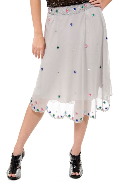 Multi Dotted Knee Length Skirt