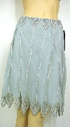 Bead Embellished Knee Length Skirt  in Gray/Silver