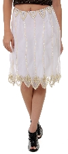 Bead Embellished Knee Length Skirt  in White