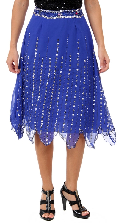 Bead Embellished Knee Length Skirt