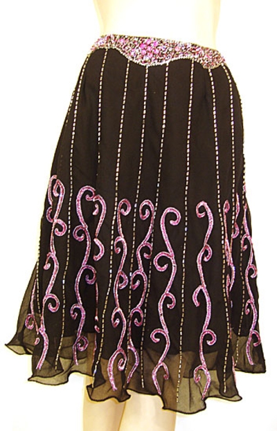 Bead Embellished Knee Length Skirt