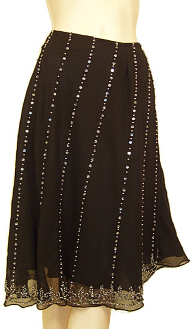Bead Embellished Knee Length Skirt