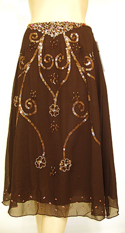 Bead Embellished Knee Length Skirt
