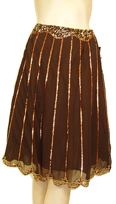 Bead Embellished Knee Length Skirt