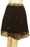 Bead Embellished Knee Length Skirt  in Black/Silver