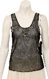 Hand Beaded Sheer Sleeveless Top in Black