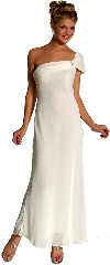 Main image of Single Sleeve Long Formal Evening Dress with Brooch