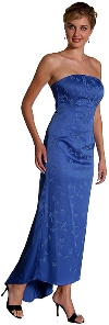 Main image of Off Shouldered Beaded Satin Dress with Tail