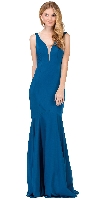 Main image of Deep V-Neck Drop Waist Long Formal Evening Dress