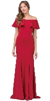Main image of Ruffled Off-the-Shoulder Princess Cut Long Prom Dress