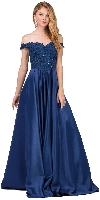 Main image of Sweetheart Off-the-Shoulder Lace Bust Long Prom Dress