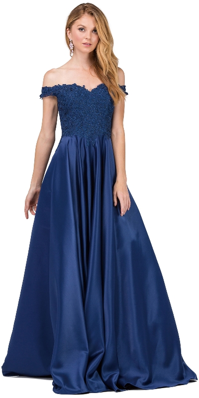 Sweetheart Off-the-Shoulder Lace Bust Long Prom Dress