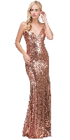 Main image of Deep V-Neck Spaghetti Straps Long Sequins Prom Dress