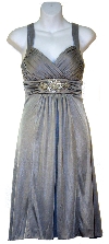 Ruched Overlap Bust Short Formal Party Dress in Silver color
