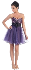 Main image of Strapless Flowered Waistline Sequin Party Dress