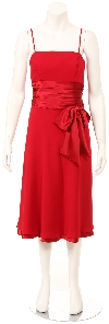 Spaghetti Ribbon Bow Formal Party Dress in Red
