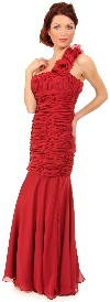 Main image of Shirred Single Shoulder Formal Evening Dress