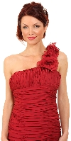 Shirred Single Shoulder Formal Evening Dress in closeup