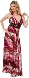 Empire Style Multi Color Full Length Formal Dress in Fuchsia