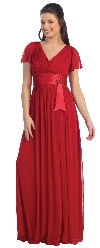 Main image of V-Neck Empire Cut Short Sleeves Long Formal Dress