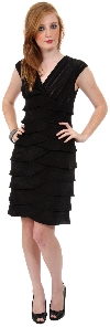 Aqua Inspired Cocktail Dress with Cascading Ruffles in Black