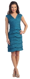 Aqua Inspired Cocktail Dress with Cascading Ruffles in Teal