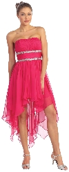 Elegant High-Low Prom Dress with Asymmetrical Hem in Fuchsia