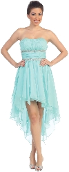 Elegant High-Low Prom Dress with Asymmetrical Hem in Mint