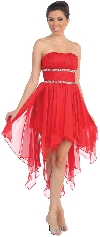 Elegant High-Low Prom Dress with Asymmetrical Hem in Red