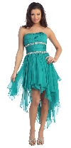 Elegant High-Low Prom Dress with Asymmetrical Hem in Teal