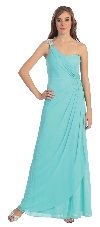 Main image of One Shoulder Draped Prom Cocktail Dress with Bejeweled Strap