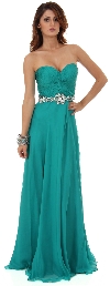 Main image of Strapless Pleated Bust Floor Length Formal Prom Dress