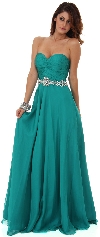 Strapless Pleated Bust Floor Length Formal Prom Dress in alternative picture