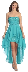 Elegant High-Low Prom Dress with Asymmetrical Hem in Light Teal