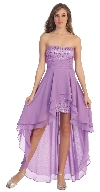 Elegant High-Low Prom Dress with Asymmetrical Hem in Lilac