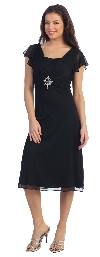 Main image of Medium Length Cocktail Dress with Frilly Sleeves
