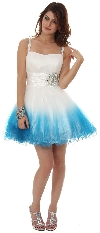 Main image of Beaded Straps & Waist Mesh Short Party Dress