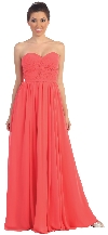Strapless Twist Knot Bust Formal Bridesmaid Dress in Coral