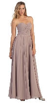 Strapless Twist Knot Bust Formal Bridesmaid Dress in Mocha