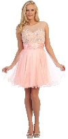Main image of Floral Pattern Bodice Short Tulle Party Prom Dress