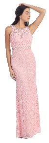 Main image of Floral Lace Beaded Long Formal Prom Dress with Cutout