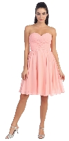 Strapless Pleated Knot Bust Short  Bridesmaid Party Dress in Blush