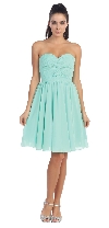 Strapless Pleated Knot Bust Short  Bridesmaid Party Dress in Mint