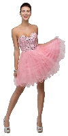 Main image of Strapless Bejeweled Bodice Short Tulle Prom Party Dress
