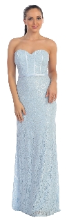 Strapless Sweetheart Neck Long Lace Formal Bridesmaid Dress in Aqua