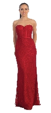 Strapless Sweetheart Neck Long Lace Formal Bridesmaid Dress in Burgundy