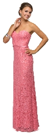 Main image of Strapless Sweetheart Neck Long Lace Formal Bridesmaid Dress