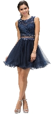 Main image of Embroidered Lace Top Baby Doll Short Homecoming Party Dress